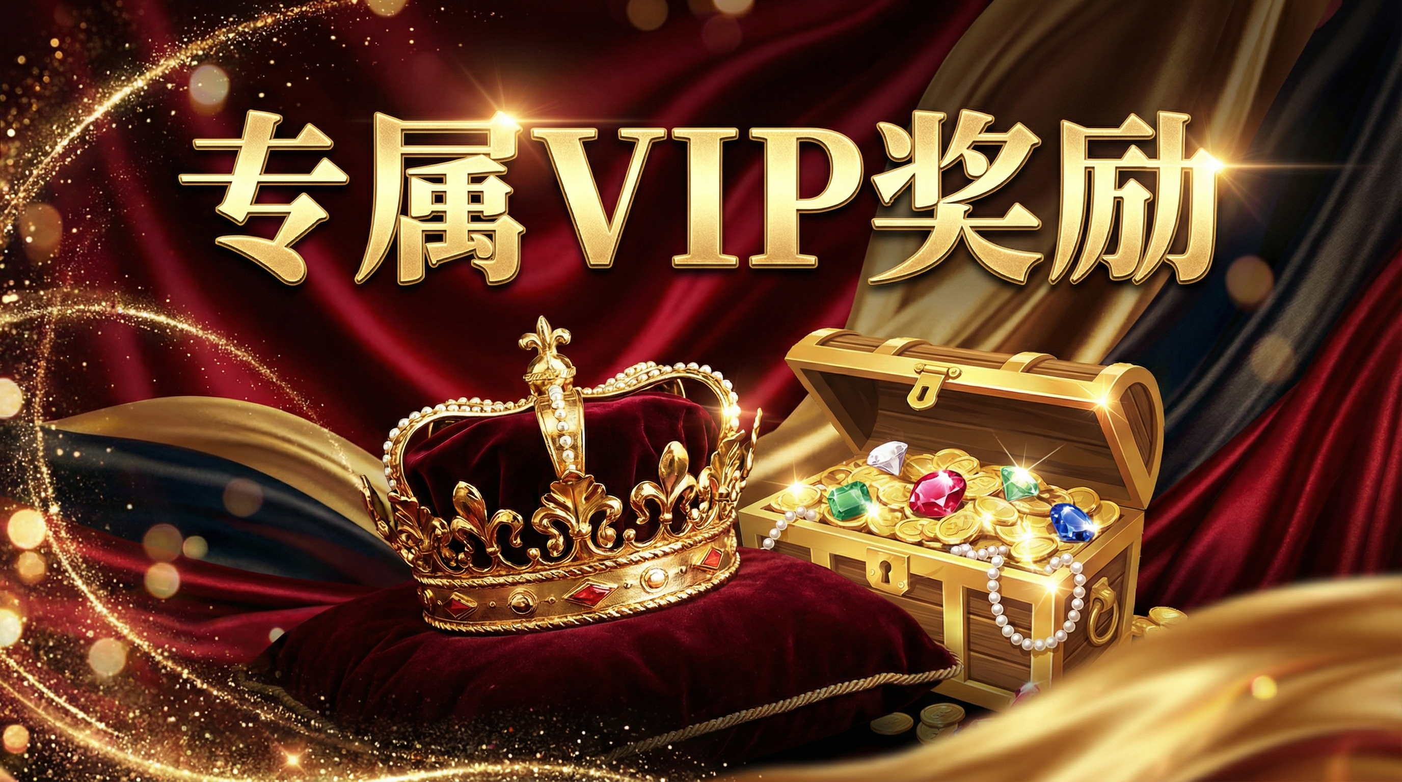 网赌软件VIP专属奖励展示金色皇冠和宝箱